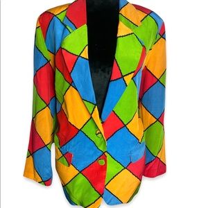 Vintage rare colorful silk blazer size small
